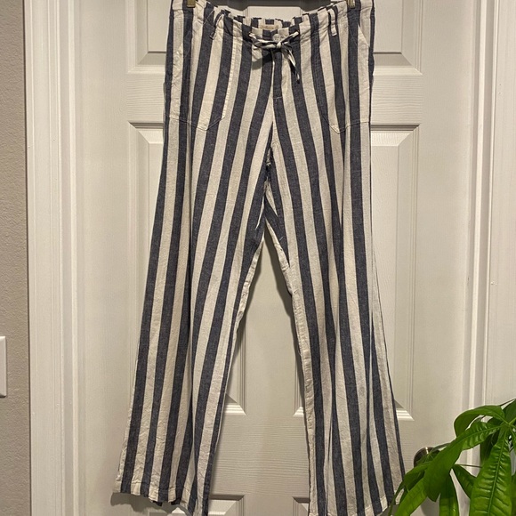 Just Living Pants - Striped cotton linen pants